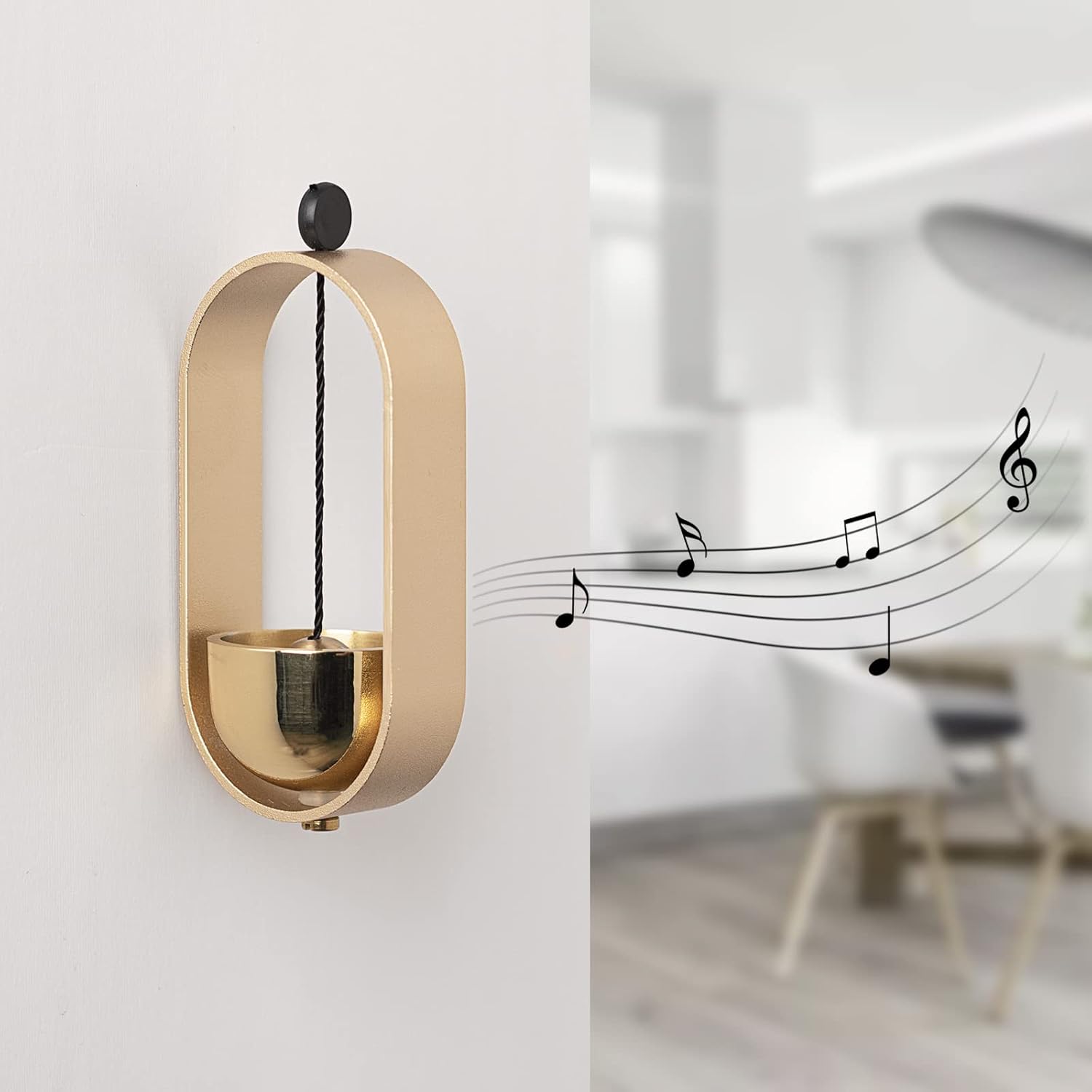 Door Chime for Entrance,Decoration Doorbell,Bell with Handmade Doorbell,Wood with Brass Bell,Welcome Doorbell, Shop Owner, Doorbell for Decoration, Front Door, Indoor, Outdoor Shop Bell (Rose Gold)