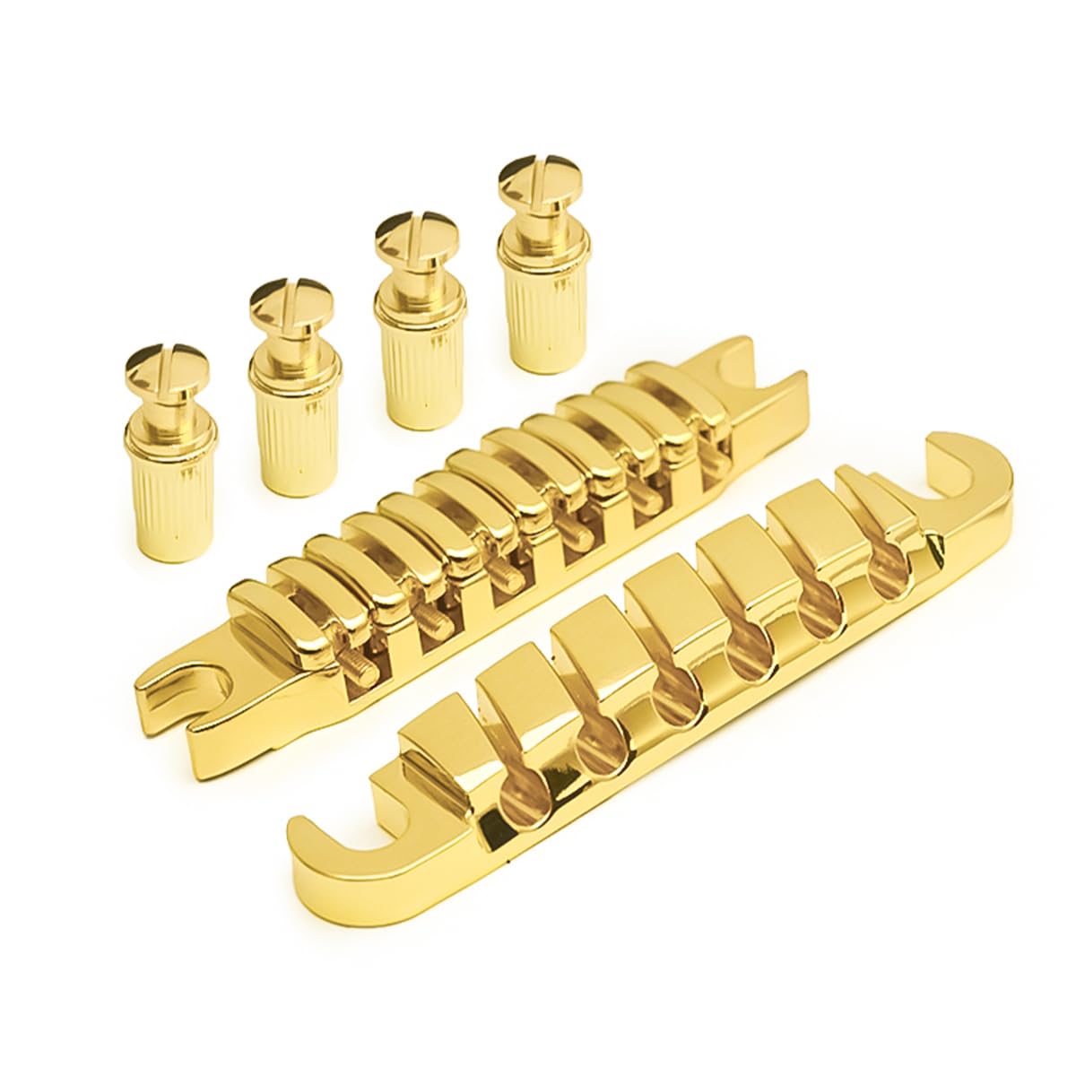 Laroal For CHA-NGE III Electric Guitar Bridge and Tailpiece for Tune-O-Matic Tailpiece 1 Set for 6 String Electric Guitars Replacement Parts(Gold)