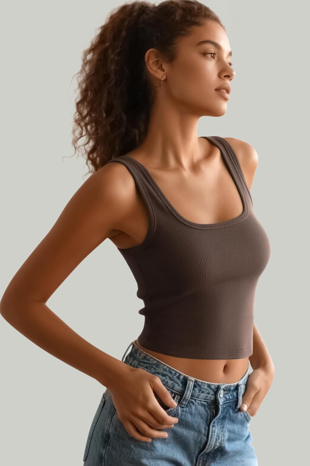 Women's Square Neck Sleeveless Tank Top Knit Ribbed Fitted Casual Basic Crop Top Shirts - Image 6