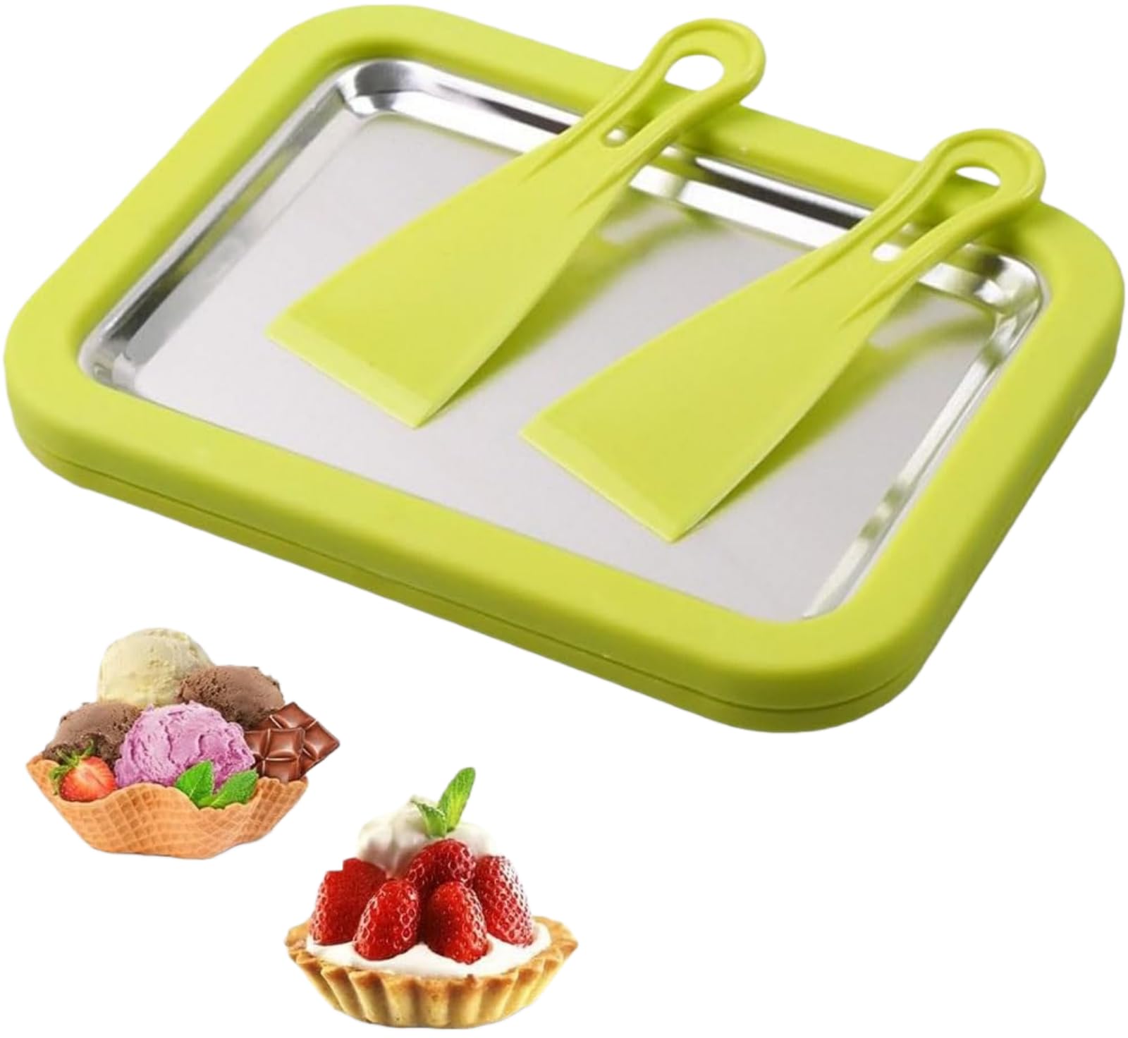 Rolled Ice Cream Maker Instant Ice Cream Maker At-Home Rolled Icecream Tray with 2 Scrapers Ice Cream Cold