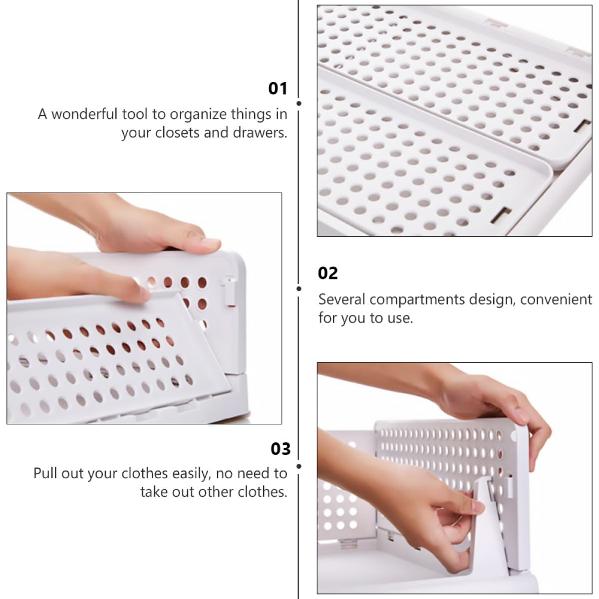 Kichvoe Organizzatore Armadio 2 Pezzi Cassetti Impilabili in Plastica 43x18x32,3 Cm Scomparti e Ventilazione per Guardaroba e Camera da Letto