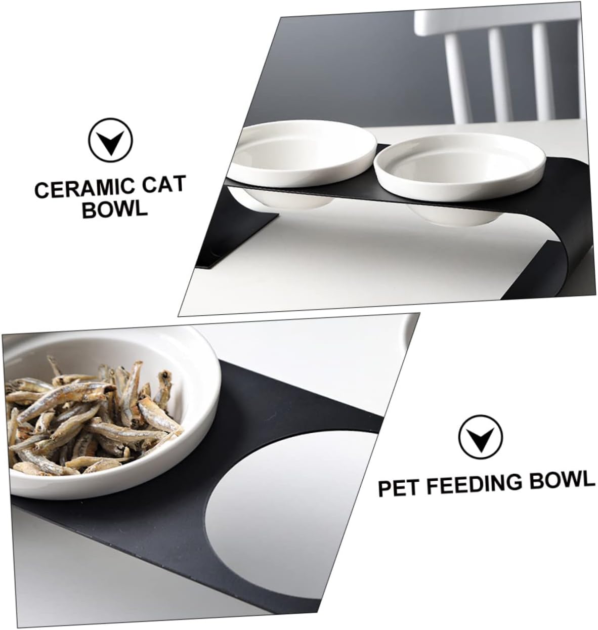 Mipcase Stable Iron Bracket Design Raised Pet Bowl Cat Feeder Ceramic Bowl for Indoor Cats