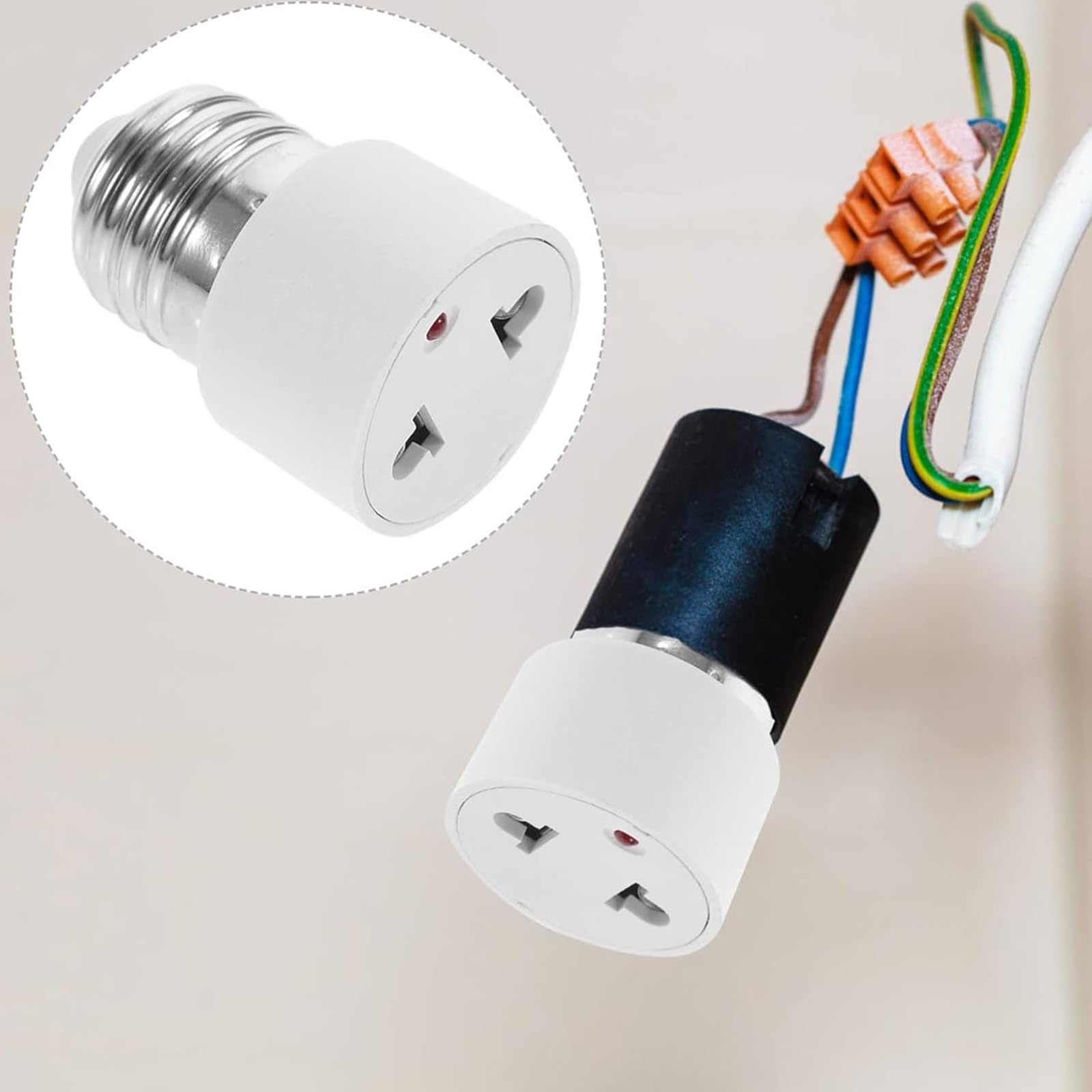 Douille De Base De Lampe à Vis E27 à 2E27, PBT 1 à 2 Voies, Adaptateur D'ampoule E27, Support D'extension, Convertisseur D'éclairage LED E26 Blanc