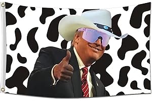 3x5 FT Cowboy Cow Print Trump Flag Wall Banner for College DormFrat or Man Cave
