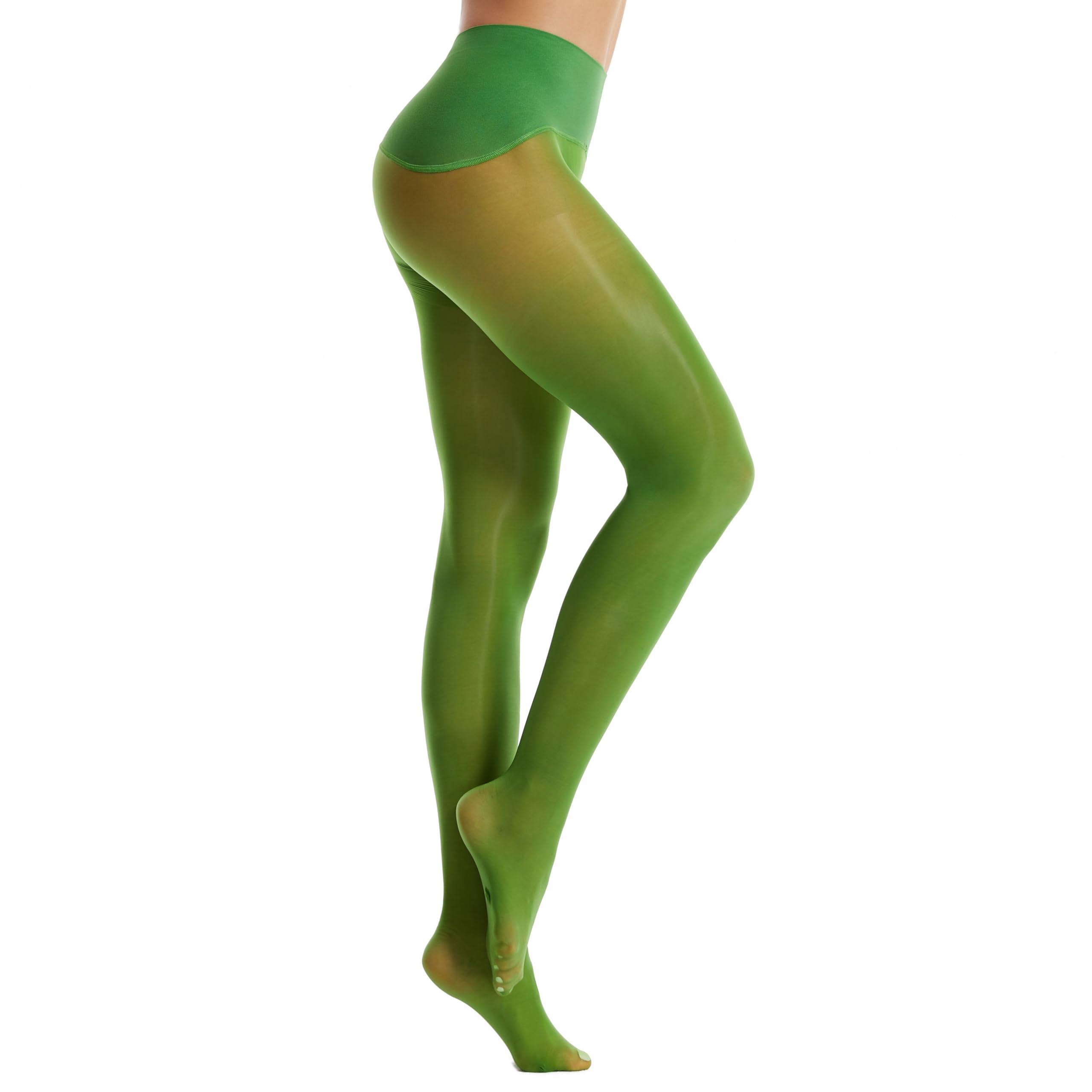 Frola Oil Shiny Stockings Pantyhose 360°Seamless Crotch High Waist Smooth Tights for Women