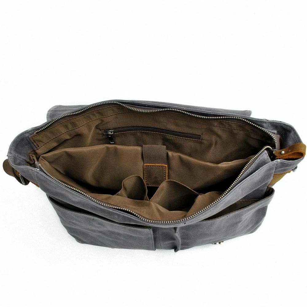 NYSDM Bolso de Hombro de Lona Encerada Gruesa para Hombre, Bandolera de Mensajero, Bandolera Vintage para Hombre, Bandolera Informal para niño