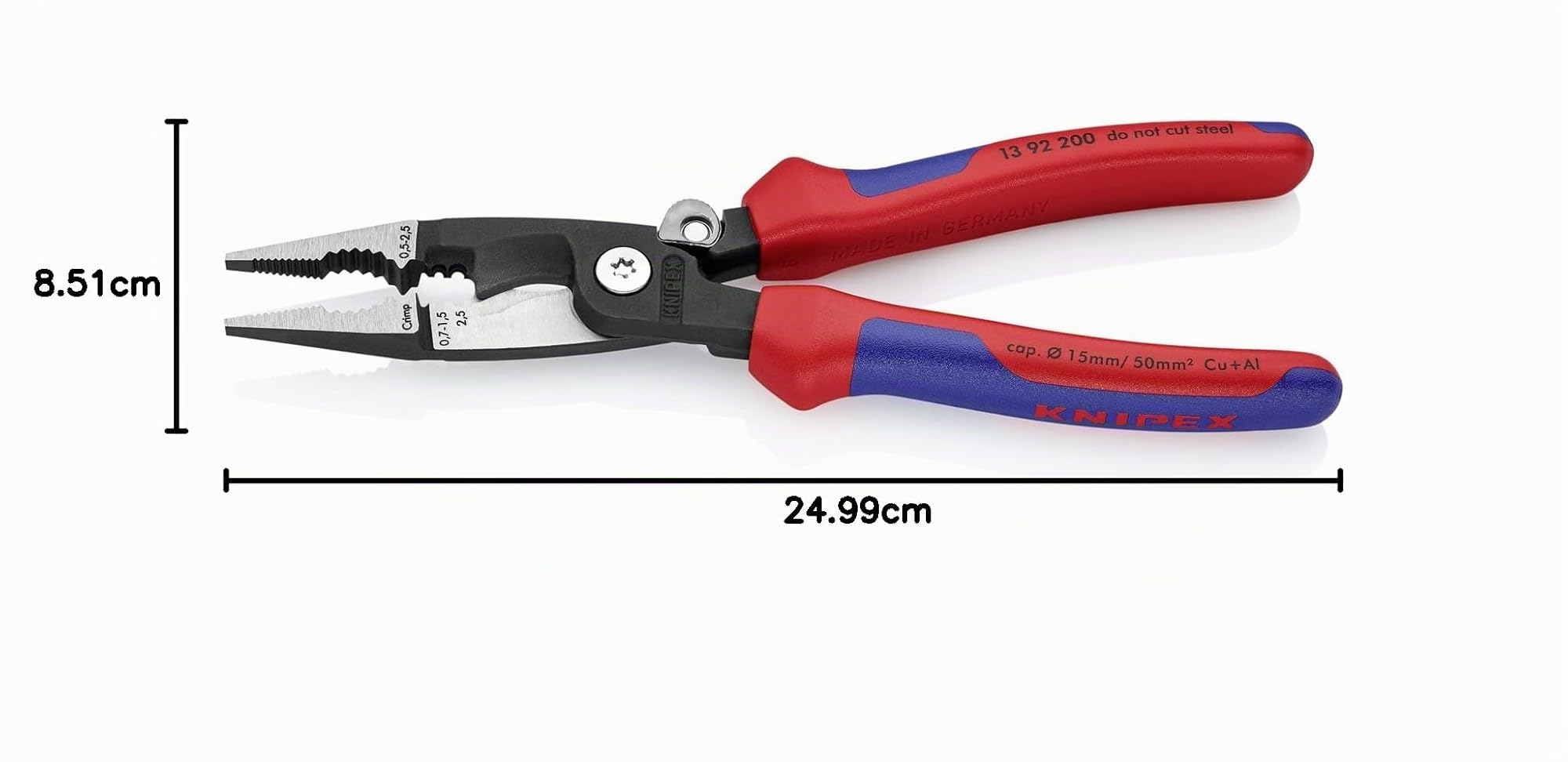 KNIPEX Elektro-Installationszange mit Kunststoff überzogen 200 mm, 13 81 200