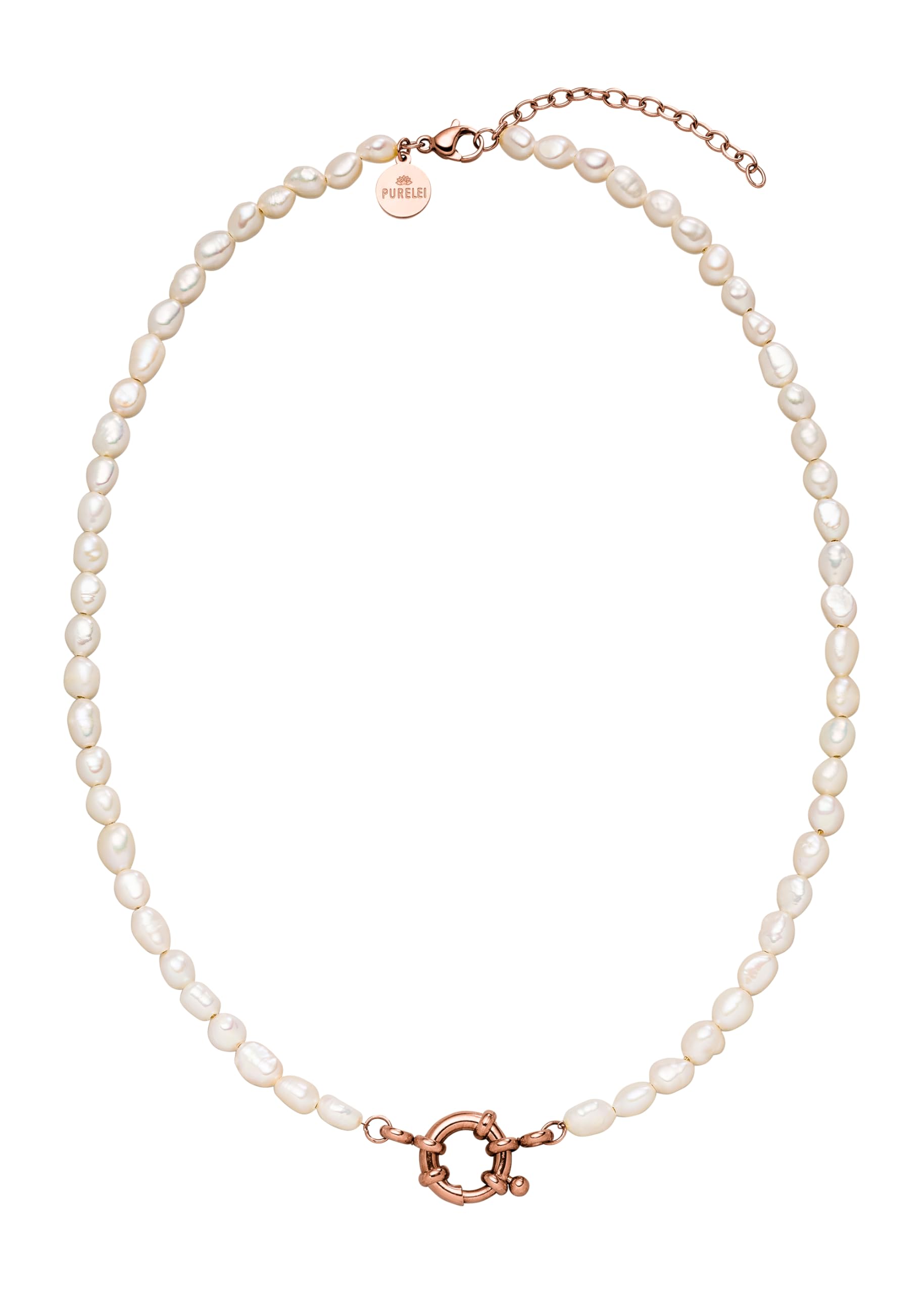 Purelei Pearl Charm Halskette – Elegante Kette mit Süßwasserperlen und Charm-Öse | Edelstahl 18K vergoldet, Silber, Roségold