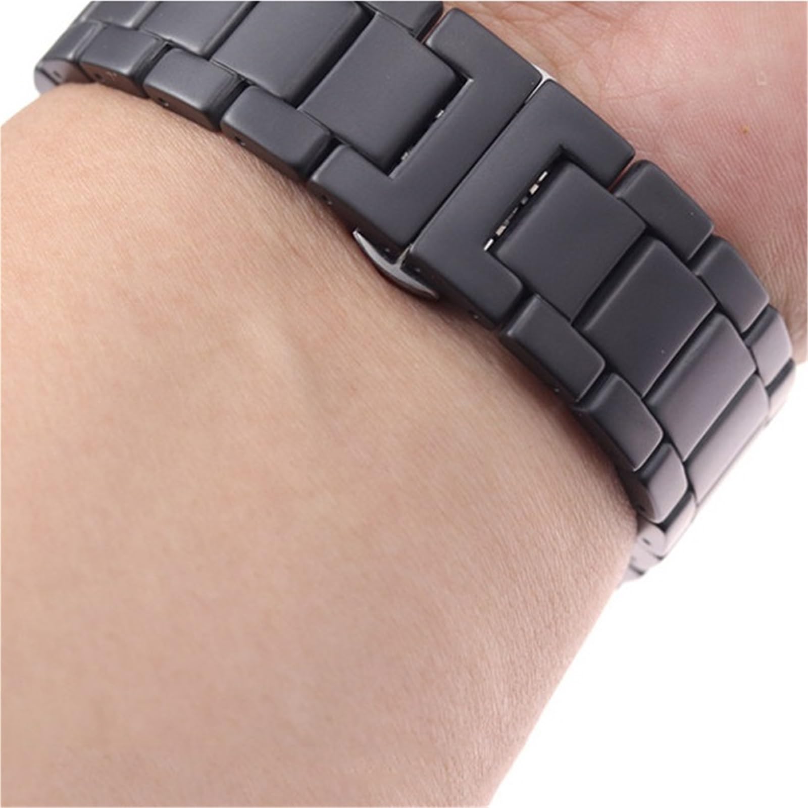 Cinturino for orologio in ceramica nero a sgancio rapido con fibbia pieghevole in acciaio inossidabile 14mm 16mm 18mm 20mm Accessori di ricambio moda