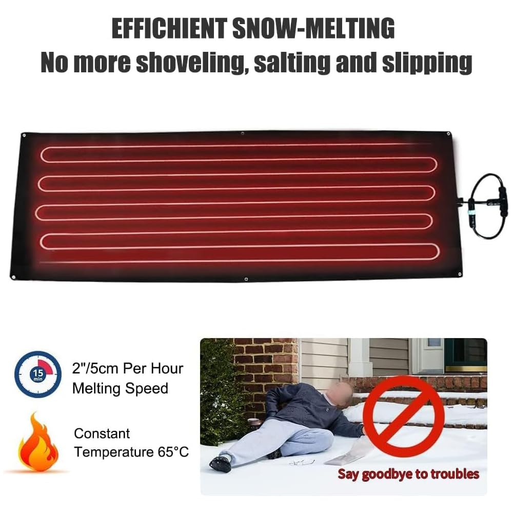 Tapis Chauffants en Caoutchouc pour la Neige, Tapis antidérapant pour allées de Fonte de Neige, Tapis de Fonte de Neige et de Glace pour escaliers d'hiver