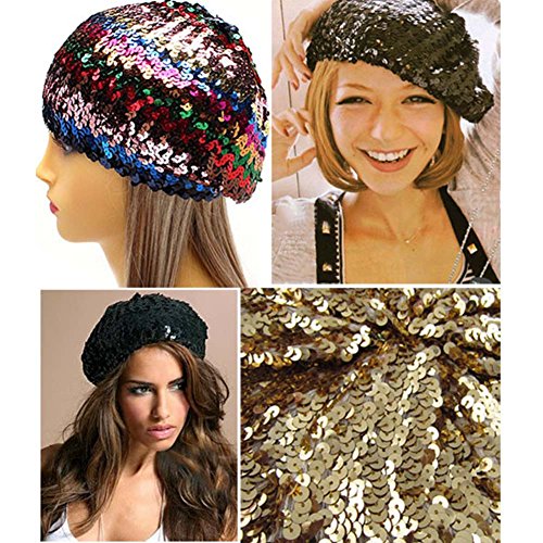 Gorro tipo boina con lentejuelas brillantes para fiesta miniatura 4