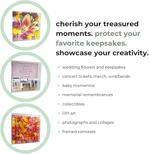 Miniatura 5 de Rare Owls Marco de caja de sombra de acrílico 100% transparente, caja de memoria, marco (8 x 8 x 2 pulgadas para uso en mesa o estante, sin ranura