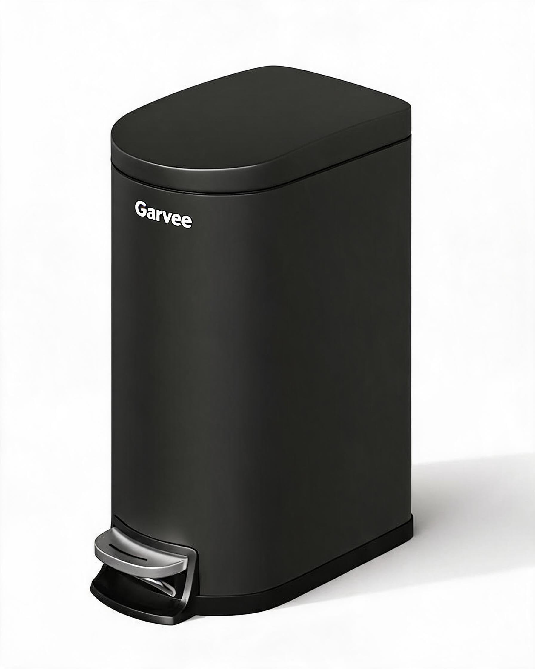 Garvee Pattumiera da bagno in metallo da 10 litri con coperchio, sottile e impermeabile, per camera da letto, piccolo cestino della spazzatura con secchio interno, maniglia posteriore, coperchio