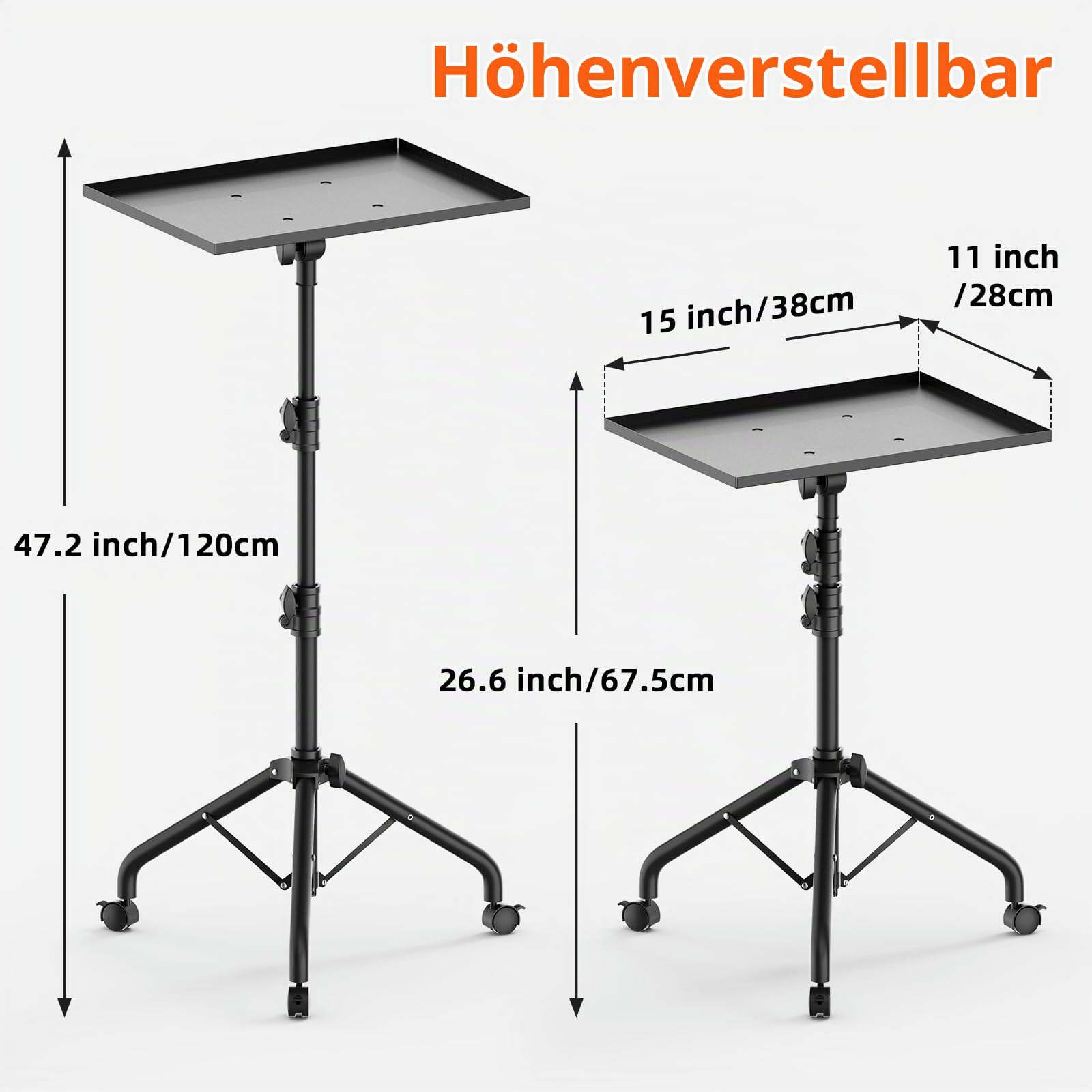 Beamer Stativ Beamer Ständer Höhenverstellbar 73-120CM,Mobiles Projektorständer Projektor-Stativ-Halterung mit Feststellrädern – Für Heimkino, Business & Outdoor