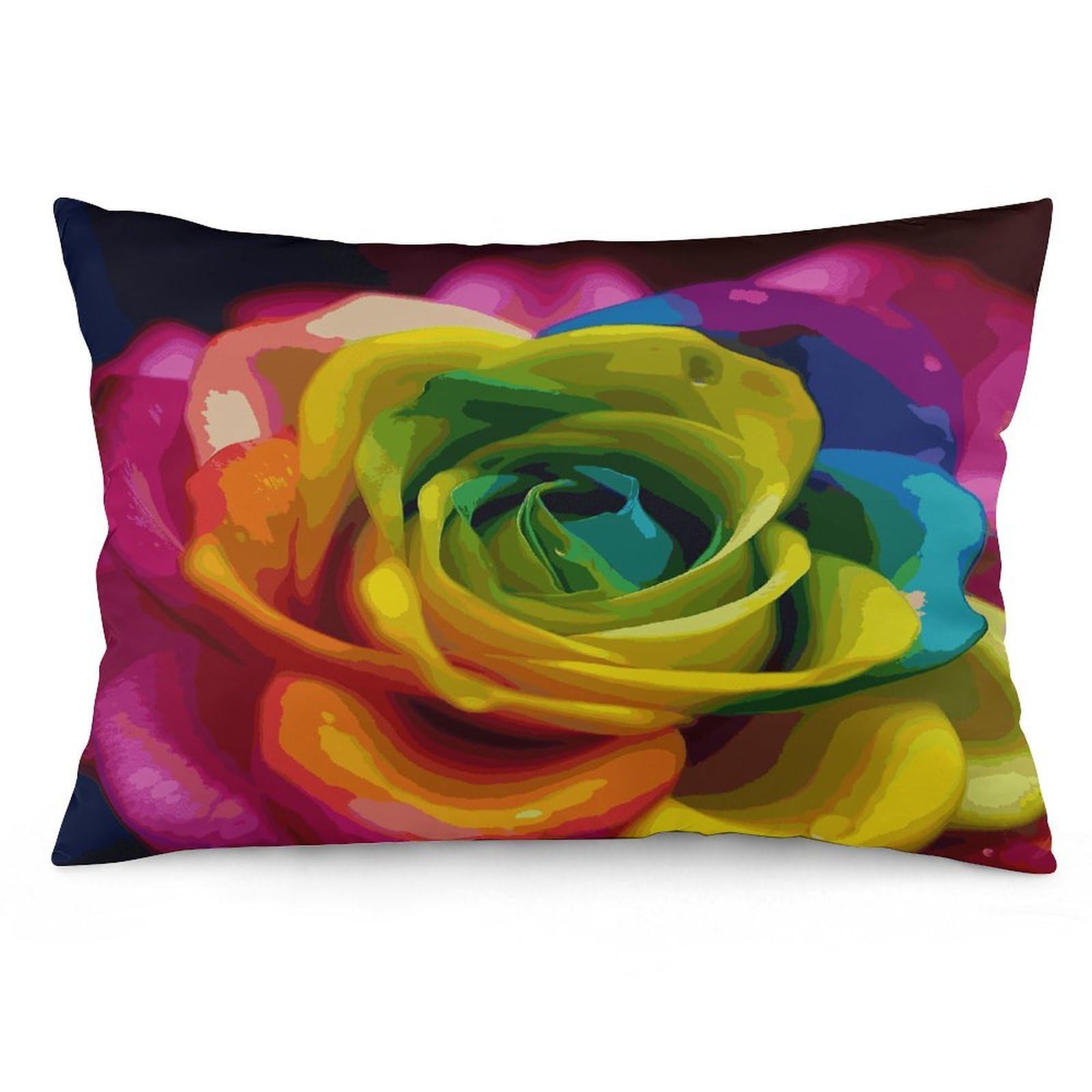 Rainbow Flower Throw Pillow Covers with Silent Zipper Polyester Pillow Protectors Removable Pillow Cases Soft Pillowcase Cozy Pillow Sham Cushion Cover for Sofa Car Bed 12 "x20