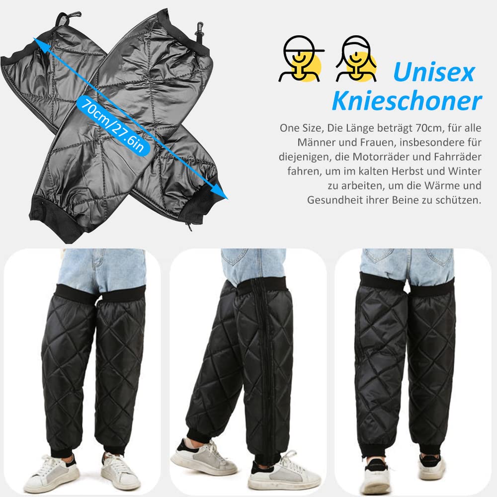 Calentadores de pierna para ciclismo, para invierno, para moto, para bicicleta, resistente al agua, cortavientos, calentadores de piernas, para exteriores, para hombre y mujer, Negro , Talla
