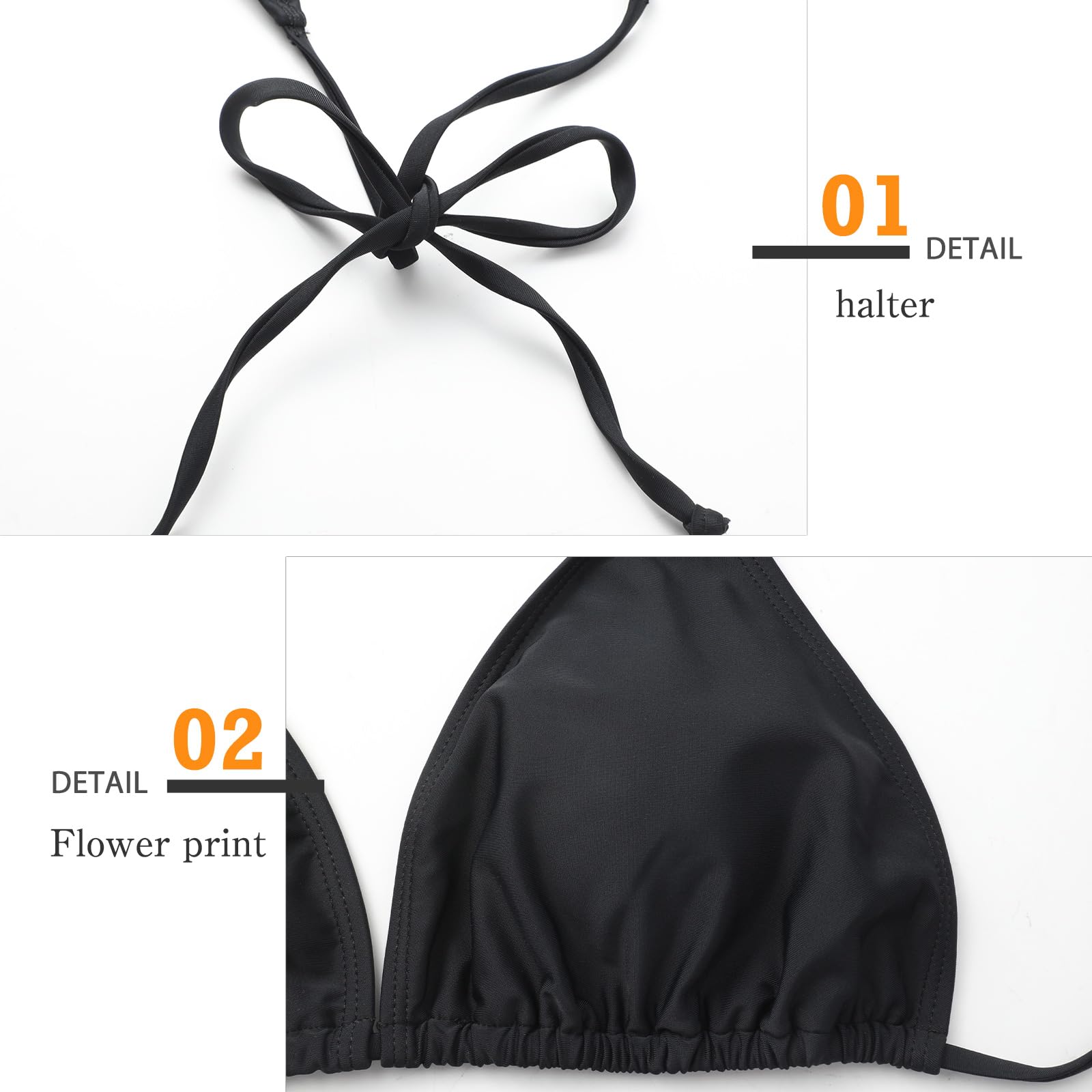 Genfien Conjunto de Bikini Top Triangular Tanga Traje de Baño Estampado Floral Cuello en V Dos Pieza
