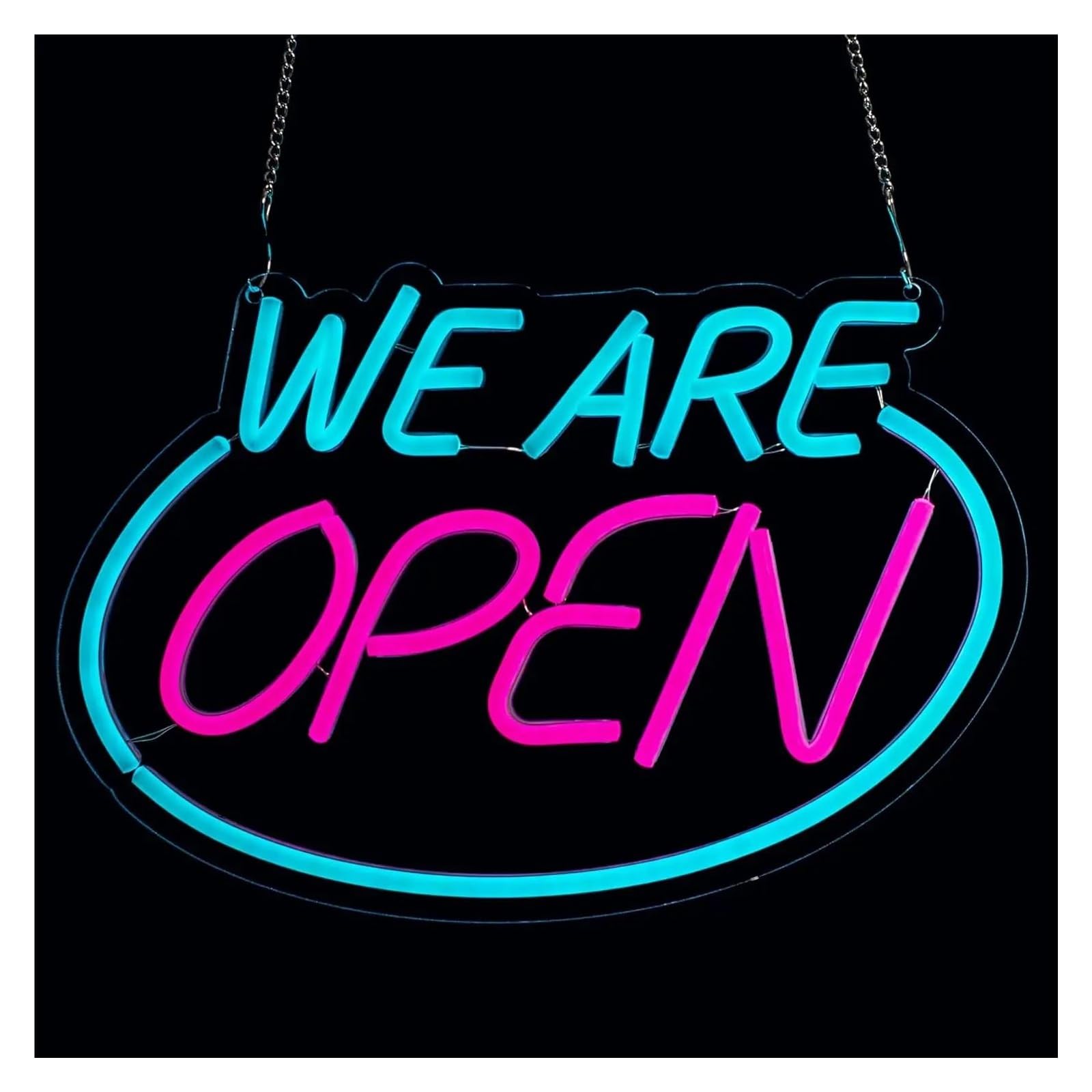 RONGCH Hanging Art Signs We are Open Neon Sign Adjustable Brightness for Shop Bar Salon Cafe Restaurant Pub Window Wall Decor 45cm