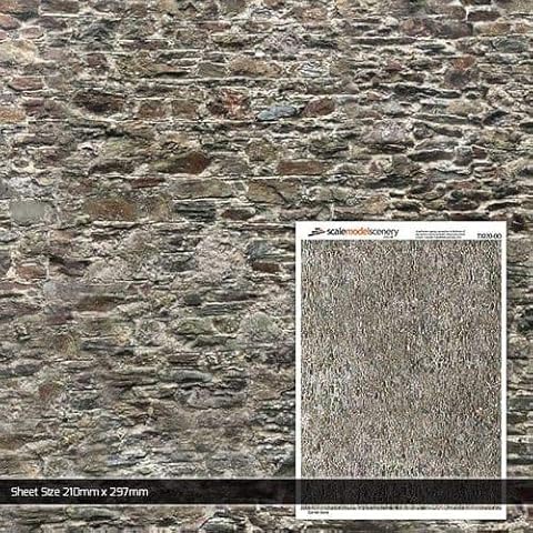 Scale Model Scenery TX220-OO Old Stone Wall (Pack of 5) For OO Scale Model Railway Layouts & 1:76 Diecast Dioramas Cover