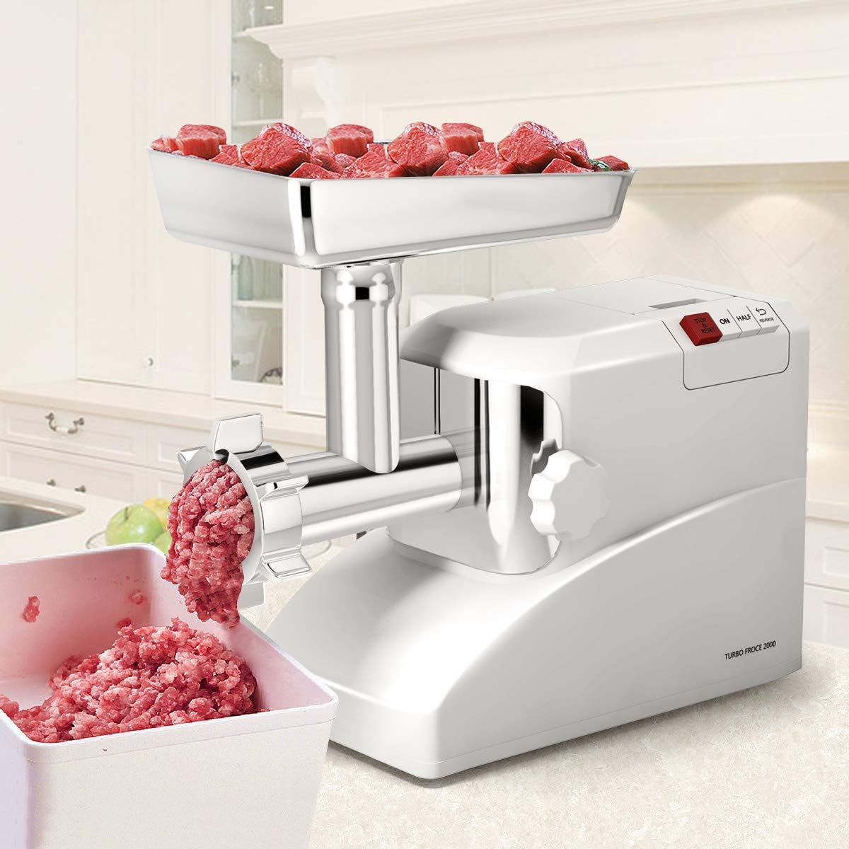 Giantex 2000 Watt Meat Grinder Electric 2.6 Hp Home Industrial Meat Grinder Sausage Maker Stuffer 3 Speed W/1 Stainless Steel Cutting Blade, 3 Cutting Plates and Sausage Tubes