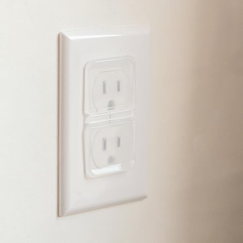 Vista 7 de Cubiertas transparentes de doble toma de corriente a prueba de bebés (paquete de 10, 20 enchufes) Cubiertas de enchufe a prueba de bebés