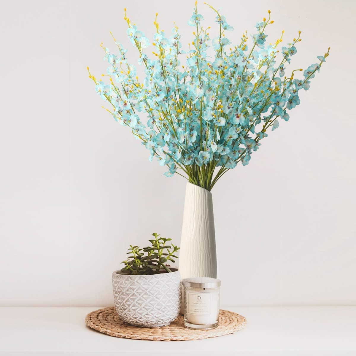 BOMAROLAN Artificial Orchid Silk Fake Flowers Faux Dancing Lady Orchids Stems Flower 10 Pcs Real Touch for Wedding Home Office Party Hotel Yard Decoration Restaurant Patio Festive Furnishing(Blue)