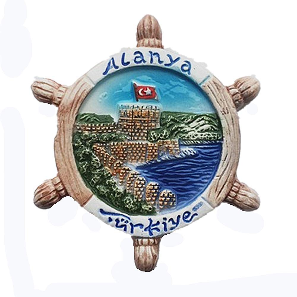 Muyu Magnet Alanya Turkey Rudder Shape 3D Fridge Magnet Souvenir Gift Home & Kitchen Decoration Magnetic Sticker Refrigerator Magnet Collection(Blue)