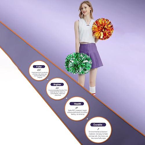 Miniatura 7 de Pompones de animadora para fiestas deportivas, accesorios de equipo de baile, espíritu de escuadrón de animación (A-15)