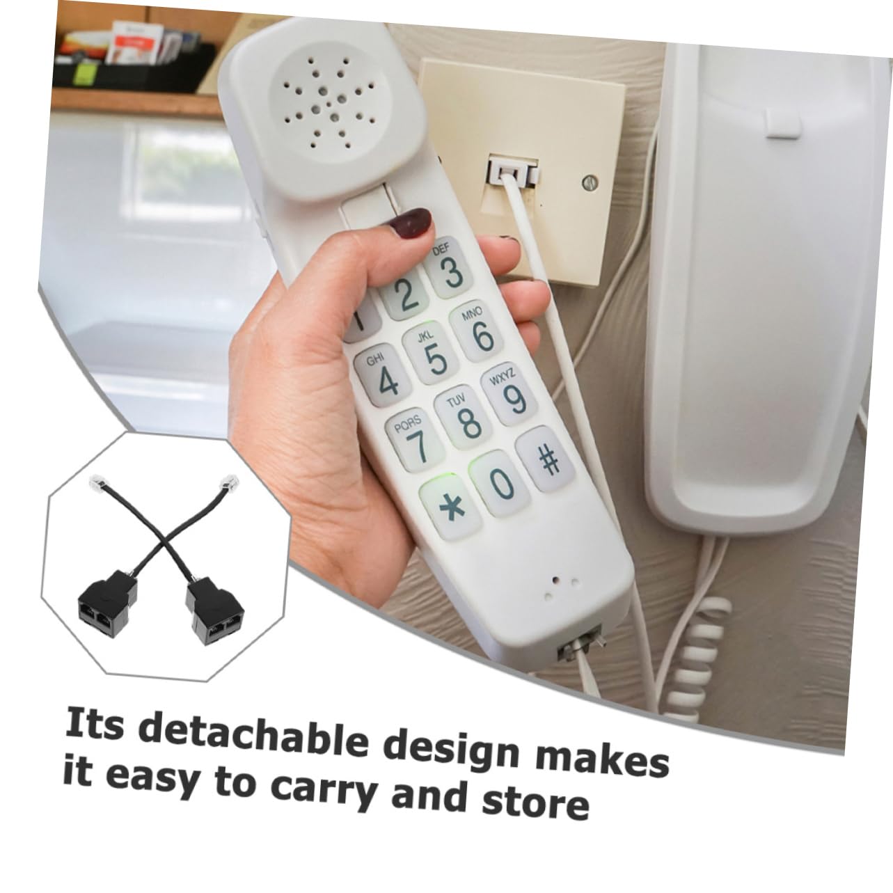 Levemolo 20pcs Telephone Splitter Pc Detachable Line Adapter Core Phone Cable Connector for Landline Compatible Telephone and Fax Machines Easy to Use