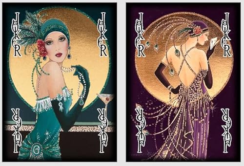 Art Deco Lady Playing Cards. Retro Christmas Poker And Bridge Cards. 52 Cards And 2 Jokers #TOP4
