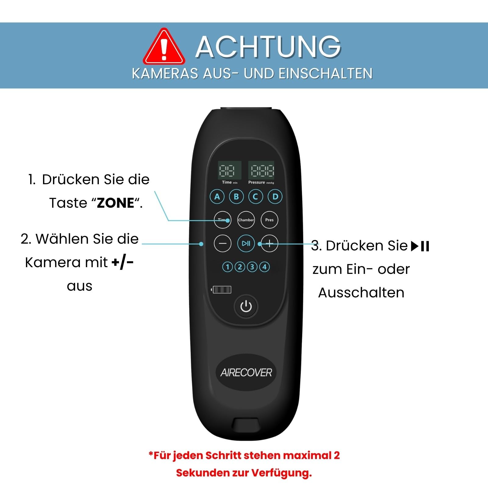 Kabelloses Beinmassagegerät, Lymphdrainage Gerät & Recovery Boots |30-250 mmHg|4 Modes |Maximale Recovery & Durchblutung(L)