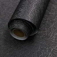 Abyssaly 15.7x118" Black Silk Embossed Peel & Stick Wallpaper - Removable Self-Adhesive Vinyl for Kitchen Backsplash, Cabinets, Furniture | Renter Friendly Waterproof