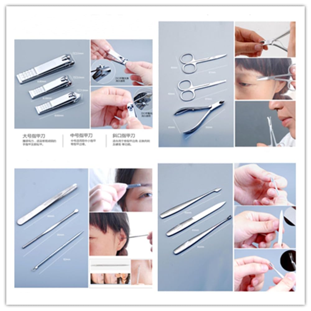 Ensemble de 15 Coupe-Ongles en Acier Inoxydable pour la Maison, Outil de Nettoyage Personnel, Pince à Ongles, Ensemble de pédicure, Bleu foncé (Blanc)