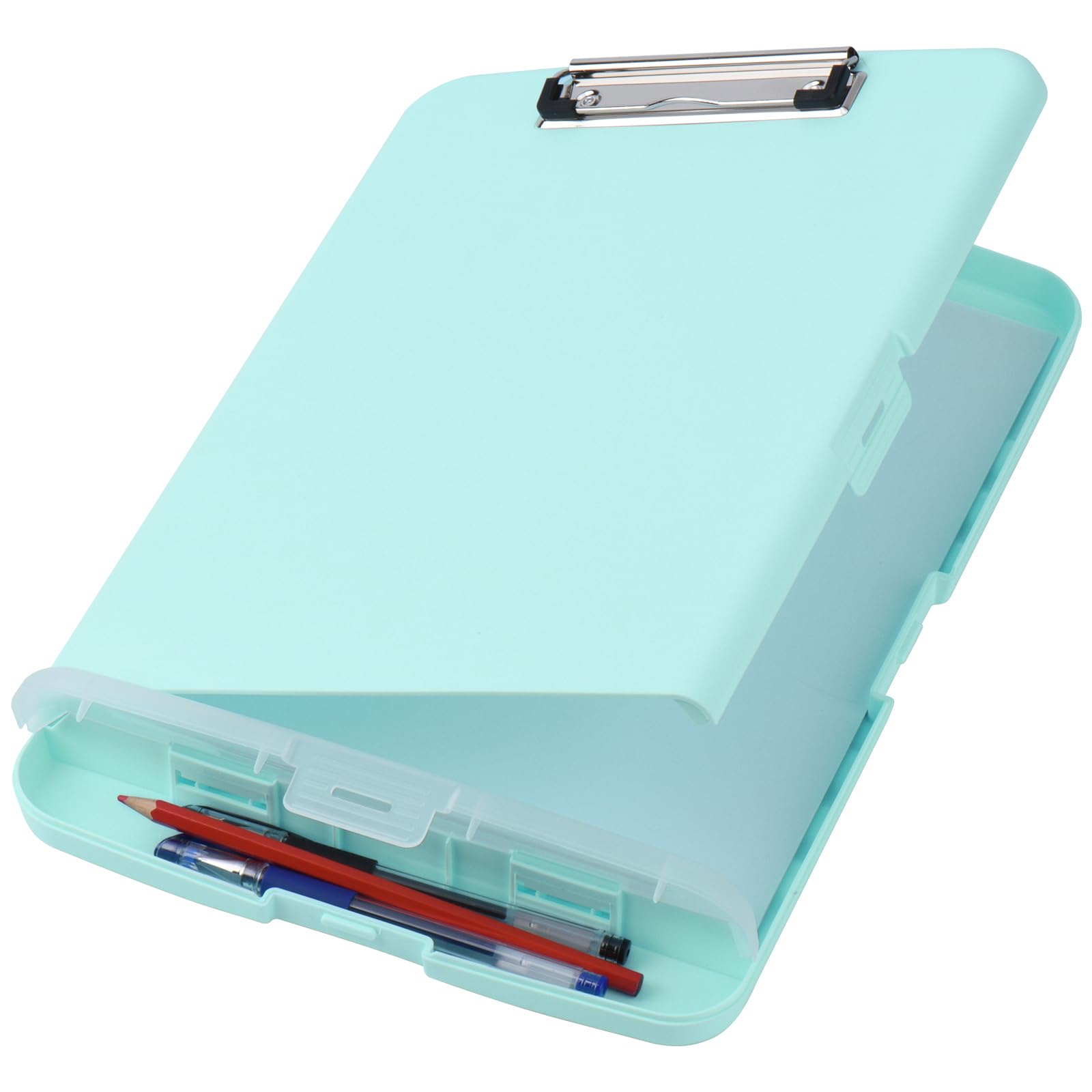 ZCZN A4 Clipboard with Storage, Plastic Clipboard Folder with Separate Pen Compartment, Eggshell Blue, 1 Unit - Image 3