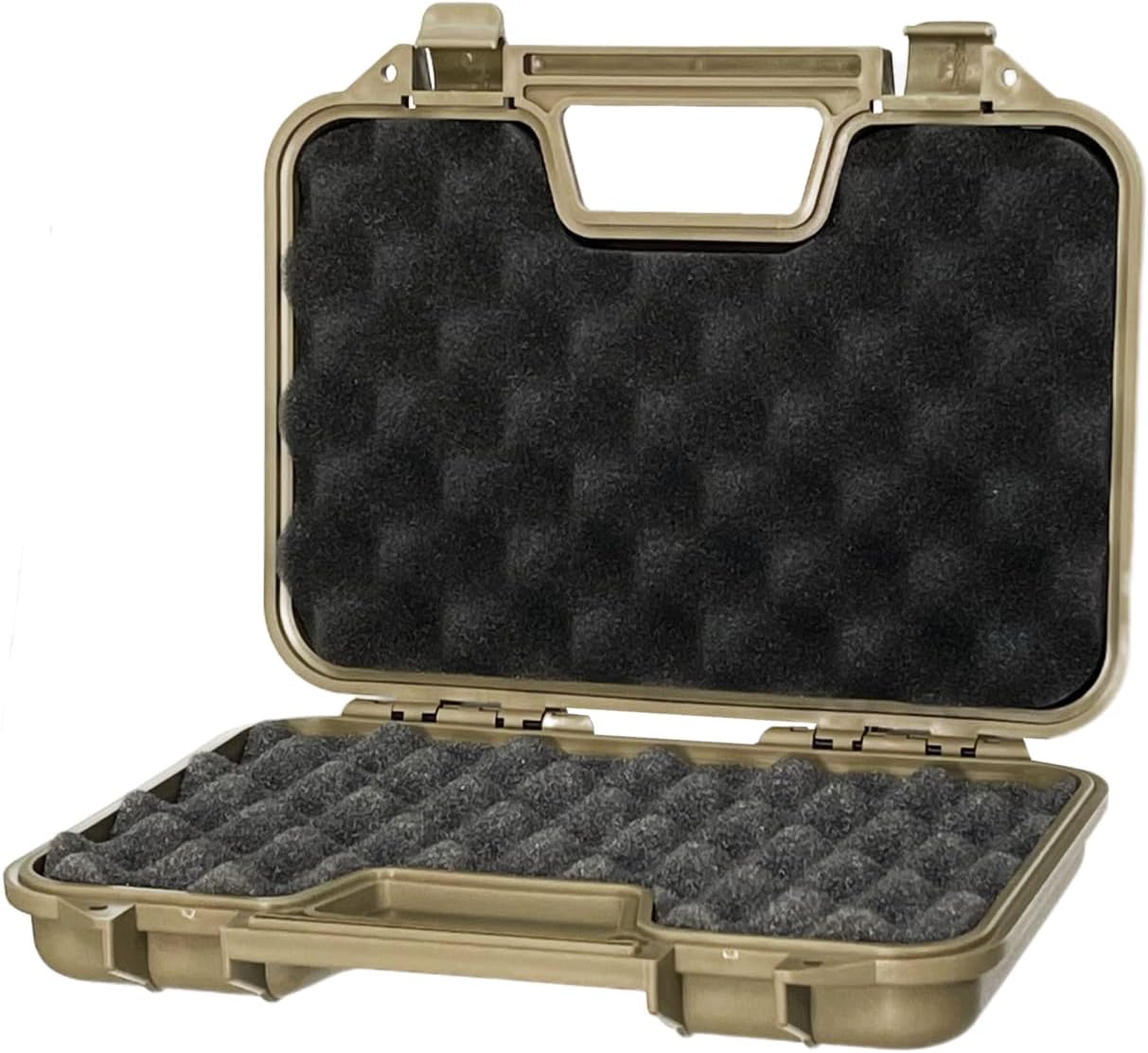 A&N Gun Pistol Handgun Airgun Hard Durable High Quality Portable Lockable Case Safe - Black Red Tan- L12-W10-H3 (Tan)