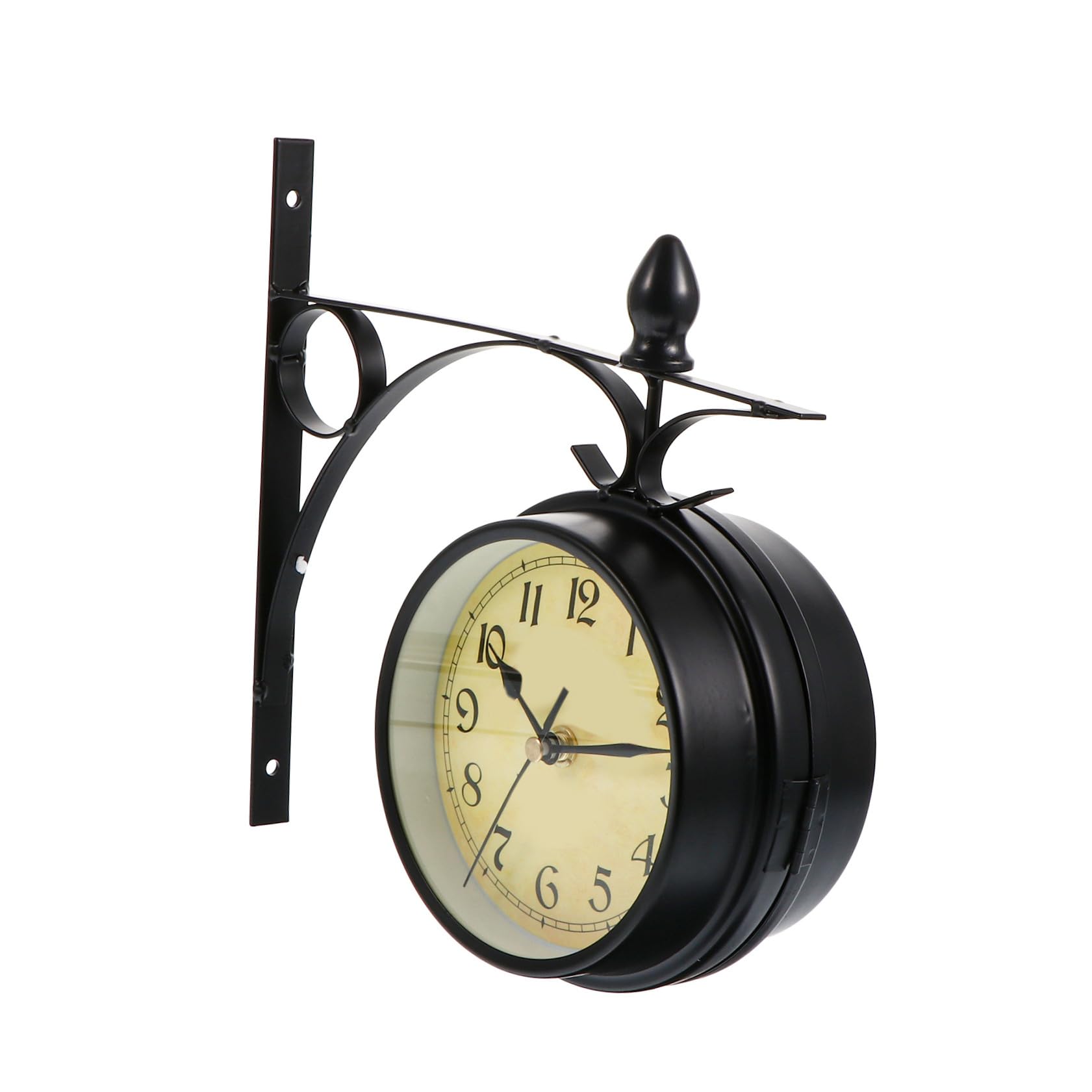 Horloge murale rétro pour salon : pendule vintage double face en fer