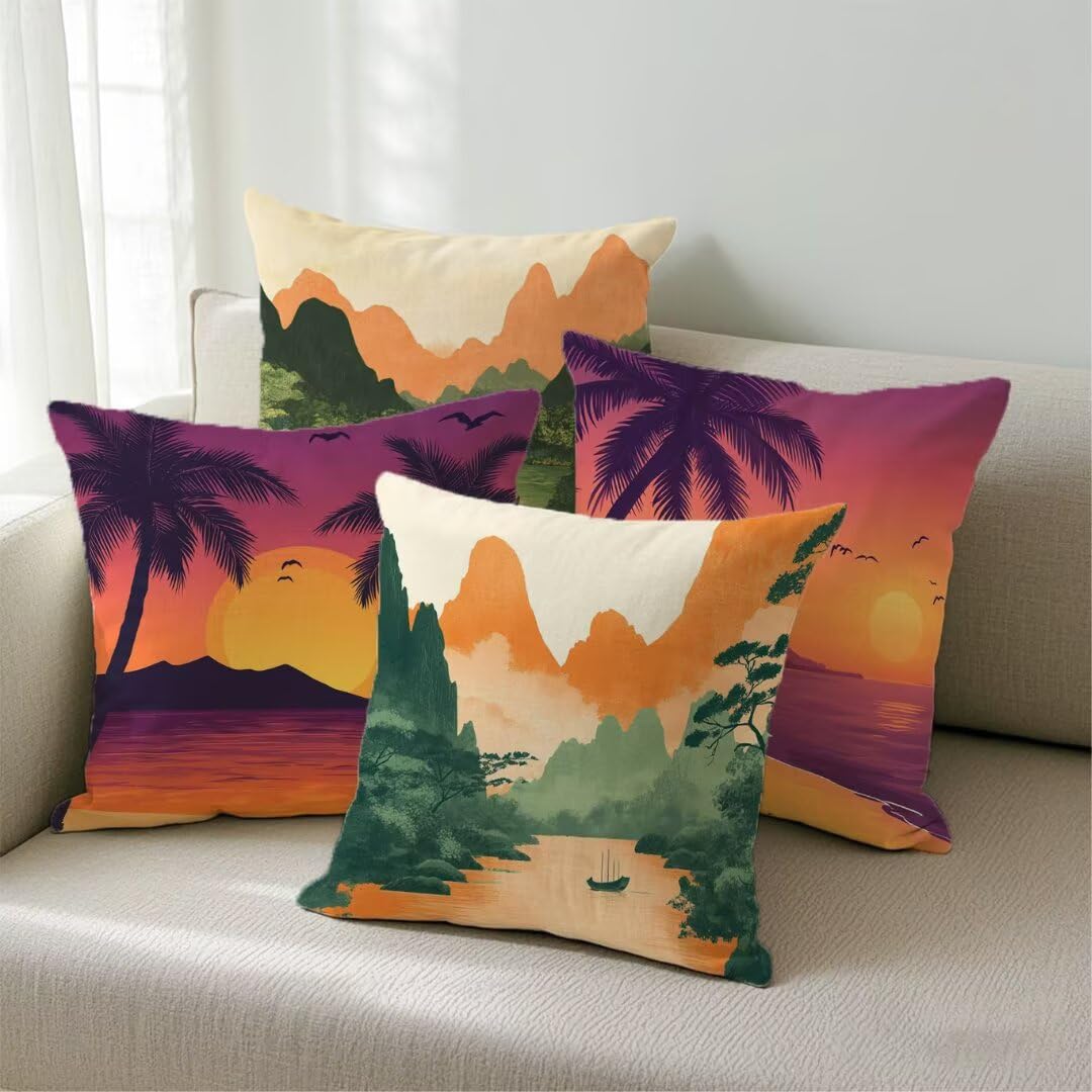 Housse de coussin 35x35cm étanche lin décoration maison salon