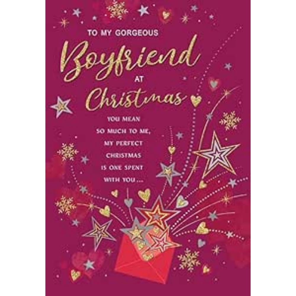 Regal Publishing Classic Christmas Card, Boyfriend, Envelope - 9 x 6 inches - Piccadilly Greetings