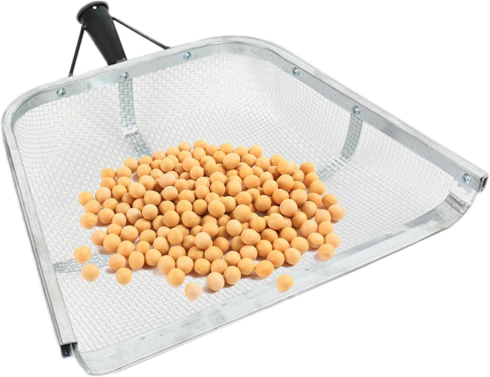 Colino da giardino per terra, pala per cereali, robusta pala in acciaio inox con manico maneggevole, colino portatile ed ergonomico, strumento di raccolta della pala per setacciare terra, sabbia,