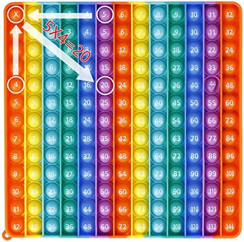 Multiplication Addition Game – 12×12 Pop-it, Big Multiplication Chart Math Fidget Toys, 2-in-1 Learning Games Math Toys, Stress Relieving Sensory for Kids Adult ADHD Autism Early Education Math Game