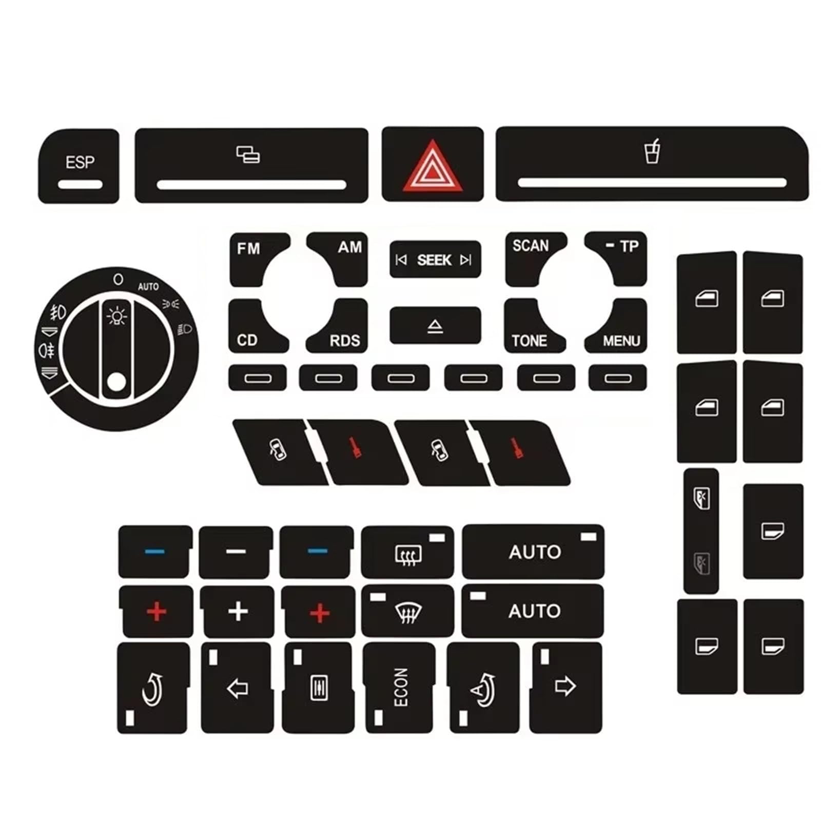 Repair Compatible with A4 B6 B7 Button Repair Decal Sticker Door Lock Window Air Conditioner Repair Set