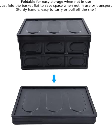 Miniatura 7 de Oumefar Cajas plegables organizador de plástico con esquinas lisas fáciles de ahorrar espacio con tapas de madera para juguete