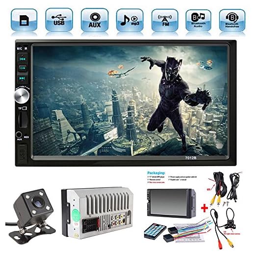 Radio de Coche de 2 DIN, Pantalla táctil de 7 Pulgadas, estéreo Doble DIN, micrófono de Apoyo BT/FM/USB/TF/AUX, HD 1080P Reproductor MP5 de Coche con cámara con Bluetooth/USB/TF con Control Remoto