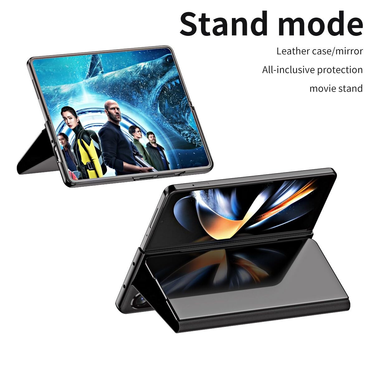 Generic Funda compatible con Samsung Galaxy Z Fold 4 (color: dorado) con espejo magnético y tapa trasera rígida