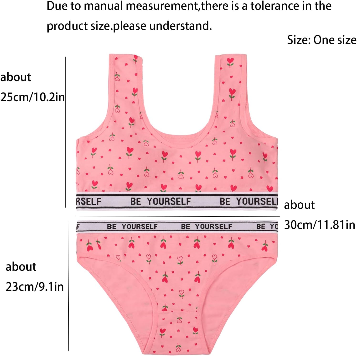 Girl'S Bra Panties Set Comfy Breathable Cotton Underwear Set,Cute Heart Letter Print Training Set For 10-12 - Image 4