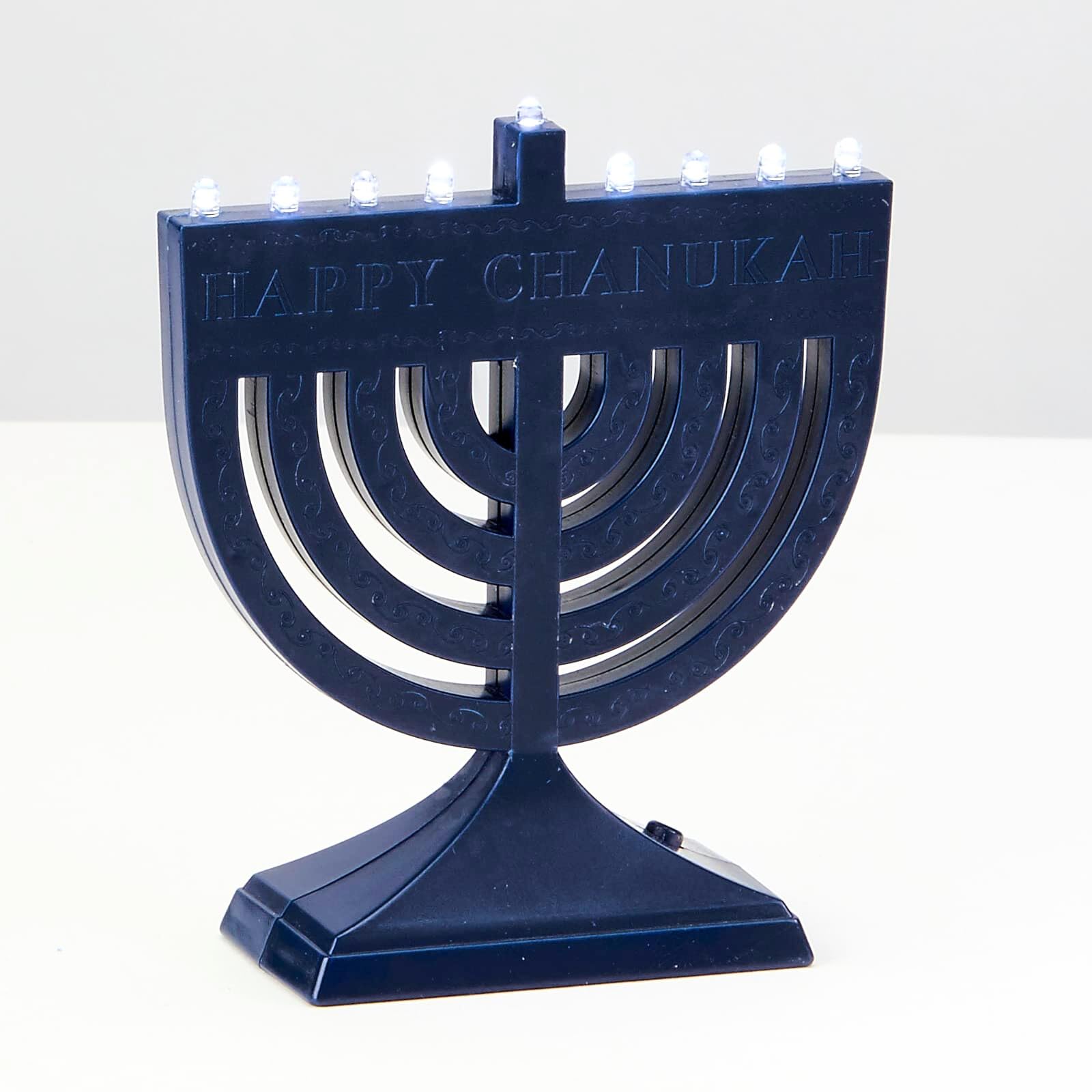 Rite Lite Go Mini Blue Electric Menorah - Light It Anywhere! Chanukah Jewish Holiday Party Favors Decorations With USB C Cable, Judaica Modern Hanukkah Gifts Festival of Lights