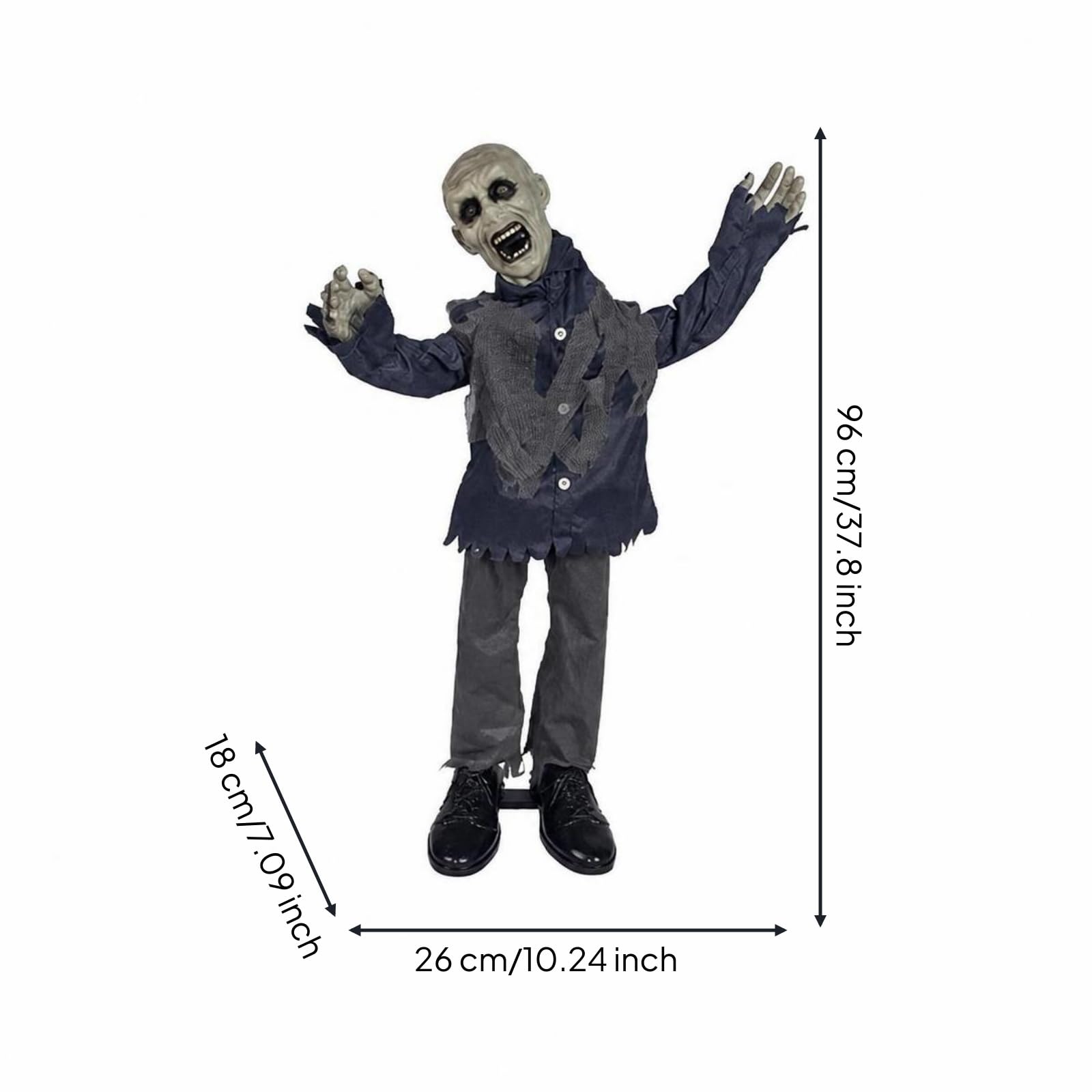 Zombie Électrique sur Piles | Sonore, à Capteur, Décoration D'Halloween, pr Porche , Tête Blanche