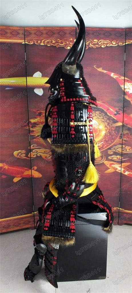 Wearable Japanese Armor Suit Rüstung Samurai Horn Black Red Mask O04