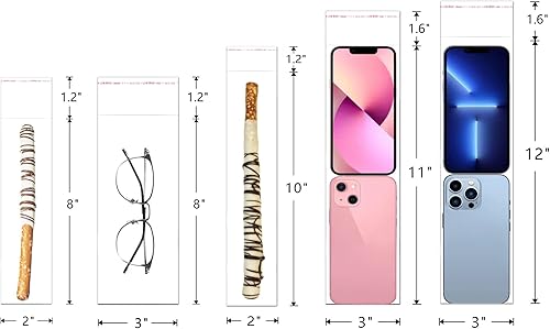Miniatura 4 de Bolsas largas de celofán autoadhesivas de 3 x 8 pulgadas, bolsas de barra de pretzel transparente, 300 bolsas autoadhesivas de 2 mil para panadería,