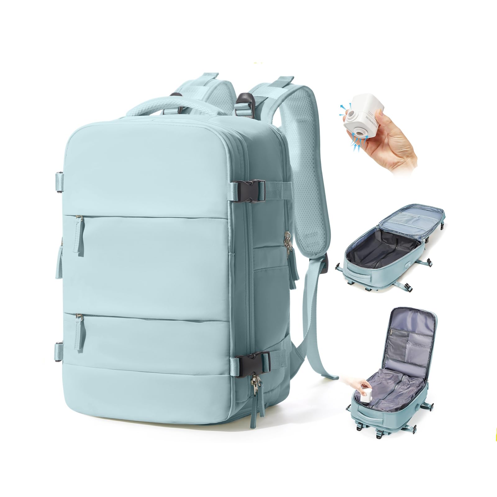 BJLFS Zaino Ryanair 40x30x20 Sottovuoto con pompa Zaino da Viaggio aereo Cabina 40x30x20 Impermeabile Bagaglio a Mano Wizzair Sottovuoto Borse da Cabina per Easyjet 45x36x20 Zaino Airback Donna